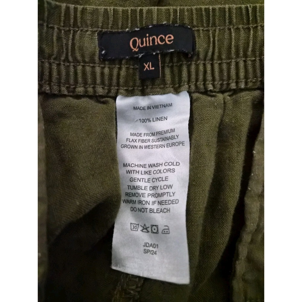 Quince 100% European Linen Pull On Shorts Olive Green XL Pockets Casual Summer - Picture 4 of 4